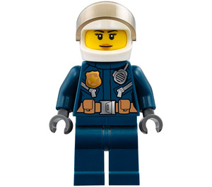 LEGO Politi Kvinne Helikopter Pilot med Gold Merke og Hjelm Minifigur