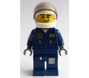 LEGO Politi Helikopter Pilot med Badge og Blå Bælte Minifigur