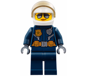 LEGO Politi Helikopter Pilot med Merke og Oransje Belte Minifigur