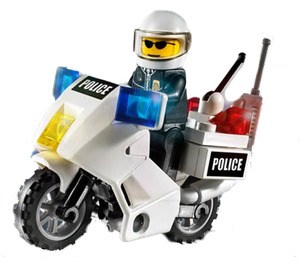 LEGO Police Motorcycle (Schwarz/Grün Aufkleber) 7235-1