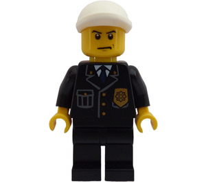 LEGO Polis i Kostym med Bricka och Vit Keps Minifigur