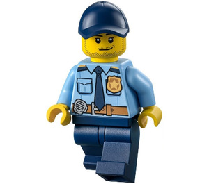 LEGO Politibetjent (Skjeggstubber, Dark Blå Caps) Minifigur