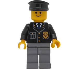 LEGO Police Officer with Badge, Blue Tie and Black Hat Minifigure