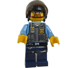 LEGO Police Officer with Black Aviator Hat and Beard Minifigure