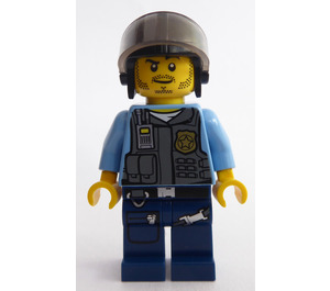 LEGO Police Officer with Black Aviator Hat and Stubble Minifigure