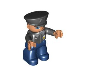 LEGO Police Officer with Helmet and Black Top Duplo Figure