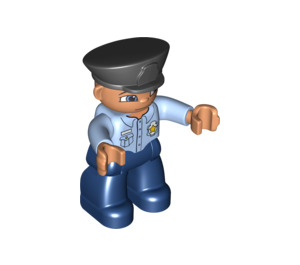 LEGO Police Officer with Helmet and Blue Top Duplo Figure