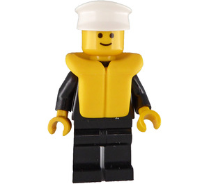 LEGO Police Officer with Old White Police Hat and Life Jacket Minifigure