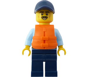 LEGO Policjant z Pomarańczowy Kamizelka ratunkowa I Wąsy Minifigurka