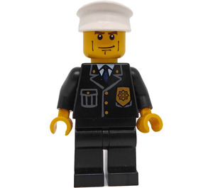 LEGO Politibetjent med Hvit Politi Hatt og Smirk Minifigur