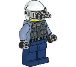 LEGO Policja Sergeant Sam Grizzled z Gogle noktowizyjne Minifigurka