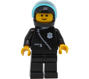 LEGO Politie met Zwart Zipper Jasje en Zwart Helm Minifiguur