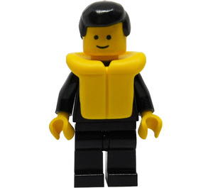 LEGO Politi med Redningsvest og Svart Hår Minifigur