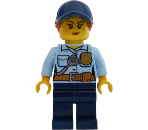 LEGO Politie Woman met Pet, Paardenstaart en Smirk minifiguur
