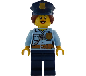 LEGO Police Woman with Hat, Hair in Bun and Open Smile Minifigure