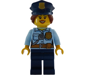 LEGO Policía con Sombrero, Pelo en Bun y Open Smile Minifigura