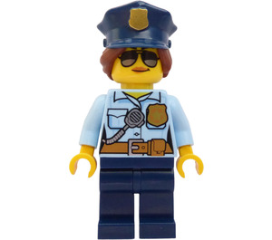 LEGO Politikvinde med Hat, Hår i Bun og Solbriller Minifigur