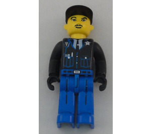 LEGO Policeman with Black Jacket and Black Cap Minifigure