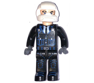 LEGO Policeman with Black Uniform and White Helmet with Light Flesh Head Minifigure