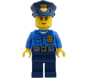 LEGO Policeman with Dark Blue Police Hat with Golden Badge Minifigure