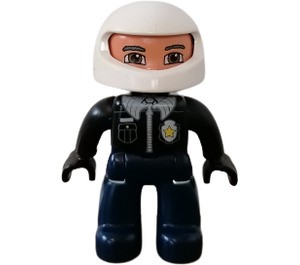 LEGO Policeman with White Helmet, Black Arms Duplo Figure with Black Hands