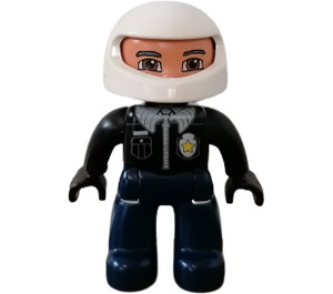 LEGO Policeman avec blanc Casque, Noir Bras Duplo Figure aux mains noires