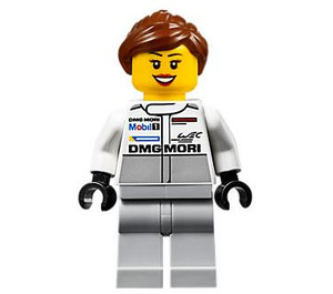 LEGO Porsche Mechanic med Reddish Brun Hår Minifigur