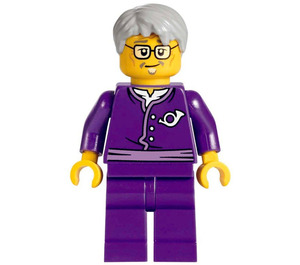 LEGO Postman - grey hair, purple uniform Minifigure