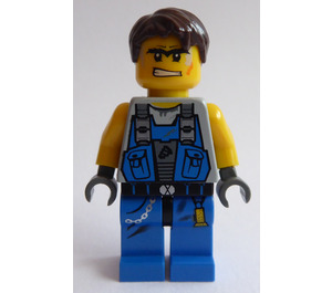 LEGO Power Miner Worker mit Orange Scar im Gesicht Minifigur