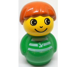 LEGO Primo Figur, Boy mit Grün Basis, Grün oben mit Streifen und Anker Muster Primo-Figur