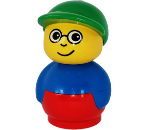 LEGO Primo Figur, Boy mit Rot Basis, Blau oben, Grün Hut, Brille Primo-Figur