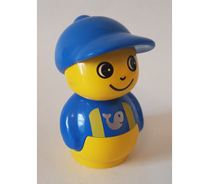 LEGO Primo Figure, Boy Gelb Base, Blau oben mit Gelb Suspenders Primo Abbildung