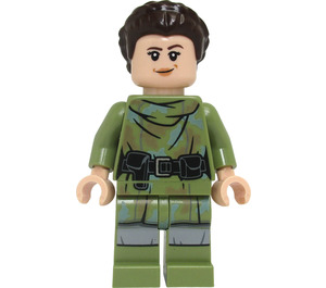 LEGO Princess Leia with Olive Green Endor Outfit and Hair Minifigure