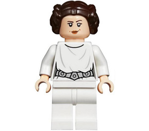 LEGO Prinsesse Leia med hvid Påklædning med Detailed Bælte (Crooked Smile / Angry) Minifigur