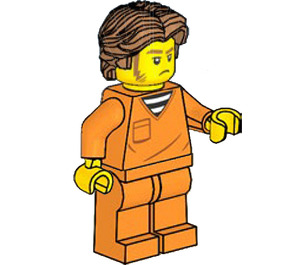 LEGO Prisoner (Male) with Orange Jumpsuit and Medium Dark Flesh Hair Minifigure
