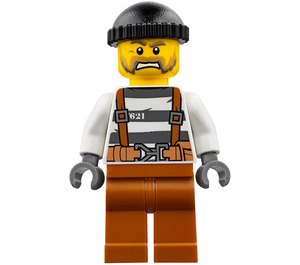 LEGO Prisoner mit Harness, Dark Orange Beine und Schwarz Gestrickt Deckel Minifigur
