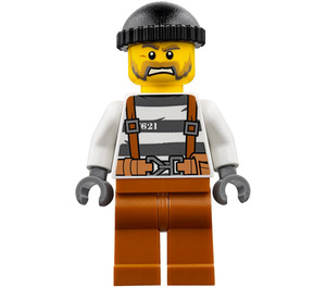 LEGO Prisoner with Harness, Dark Orange Legs and Black Knitted Cap Minifigure