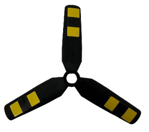 LEGO Propellor 3 Blade 9 Diameter with Yellow Stripes Sticker with Recessed Center (15790)