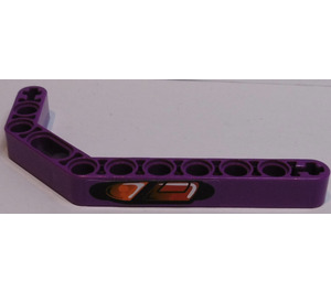 LEGO Purple Beam 3 x 3.8 x 7 Bent 45 Double with Orange and Red Backlight Model Left Side Sticker from Set 8202 (32009)