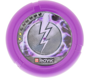 LEGO Purple Technic Bionicle Weapon Throwing Disc with Electro, 2 Pips and Lightning (32171)