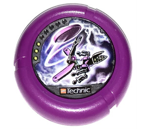 LEGO Purple Technic Bionicle Weapon Throwing Disc with Energy, 3 Pips, Electro Logo (32171)