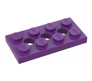 LEGO Violet Technic assiette 2 x 4 avec des trous (3709)