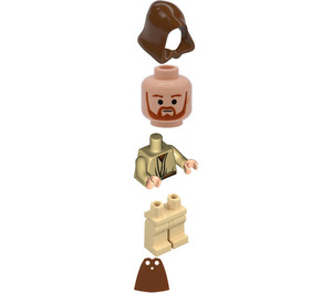 LEGO Qui-Gon Jinn jossa Viitta ja Beige Jalat Minihahmo