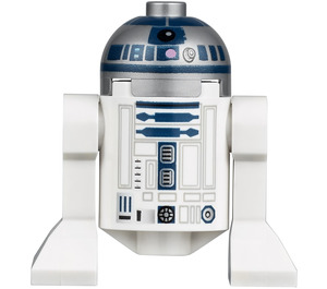 LEGO R2-D2 Figurine (Tête plate argentée, impression bleu foncé, points lavande)