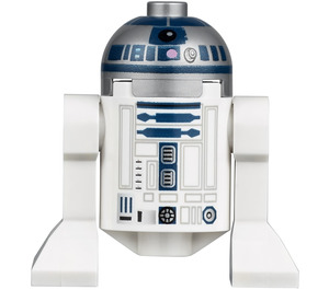 LEGO R2-D2 Minifigurka z płaską srebrną główką, lawendowymi kropkami i ciemnoniebieskim