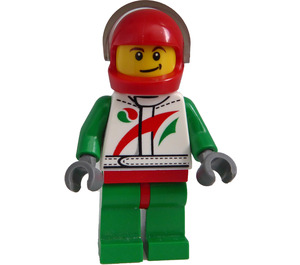 LEGO Race Bil Förare med Upphöjd smile och Svart dimple Minifigur