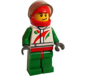 LEGO Race Car Driver with raised smile and brown dimple Minifigure