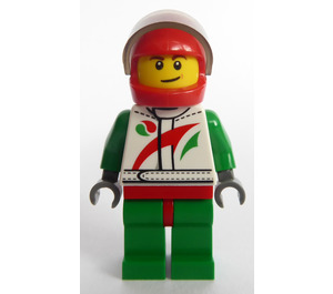 LEGO Race Auto Driver met raised smile en brown dimple minifiguur