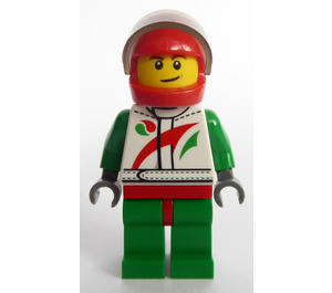 LEGO Race Car Driver with raised smile and brown dimple Minifigure