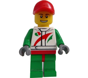 LEGO Race Voiture Mécanicien dans Octan logo Costume avec Rouge Casquette Minifigurine